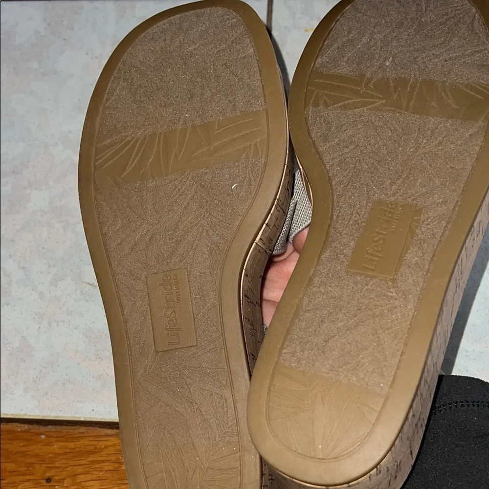 Life Stride Women's Taupe Wedge Sandals - Picture 5 of 7